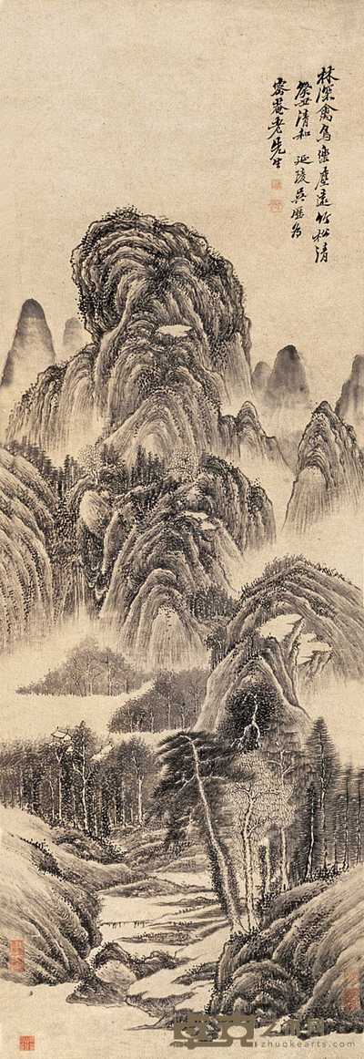 吴历（款） 山水 轴 119×39cm